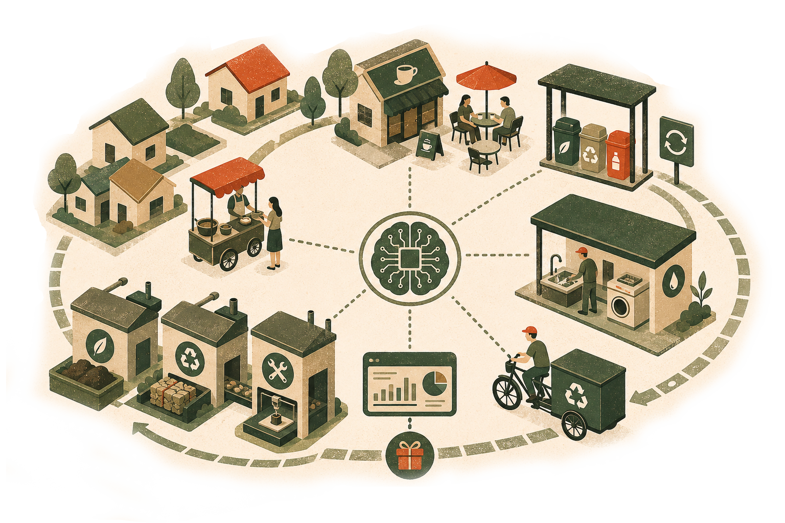 Neighborhood circular cell illustration