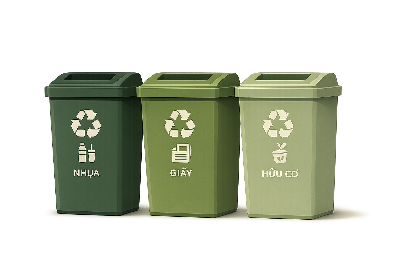 Separated waste management bins illustration